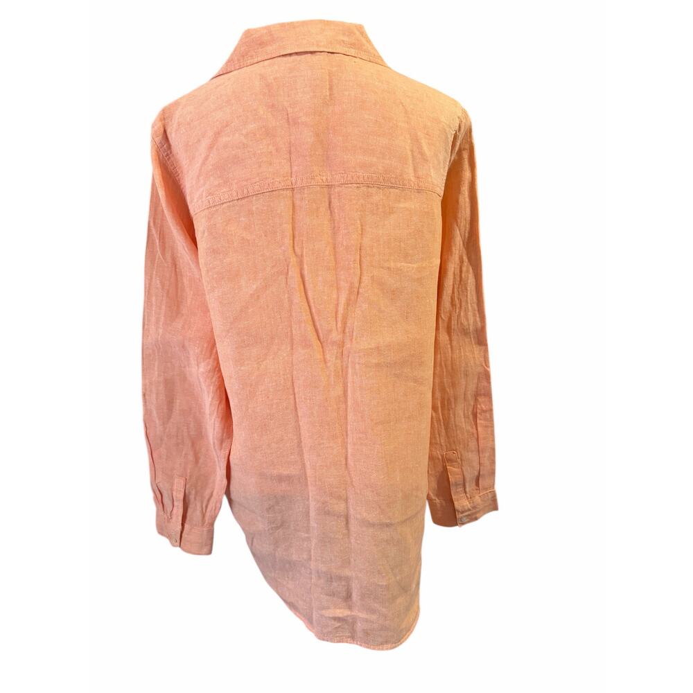 Sigrid Olsen Women's Orange 100% Linen Tunic Top Sz L Beachy Lagenlook Casual - Picture 3 of 5